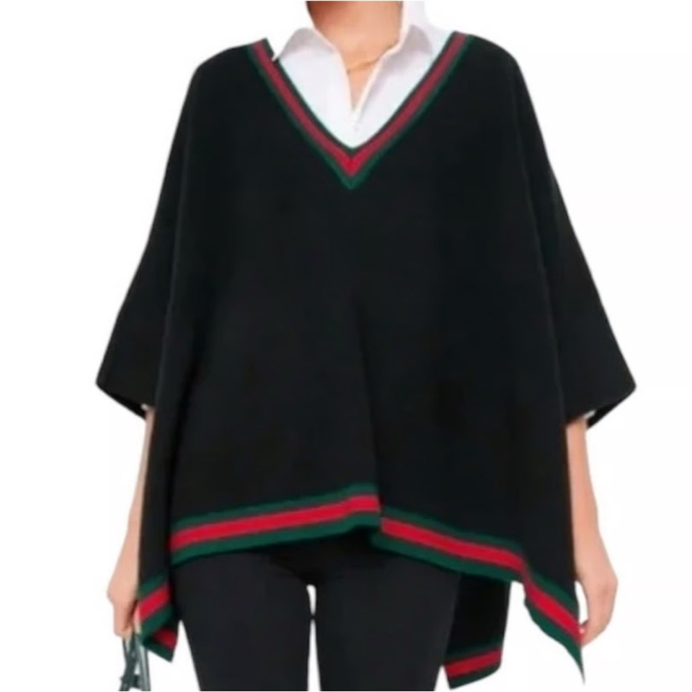 Tuckernuck Black Cape with Red and Green Trim
